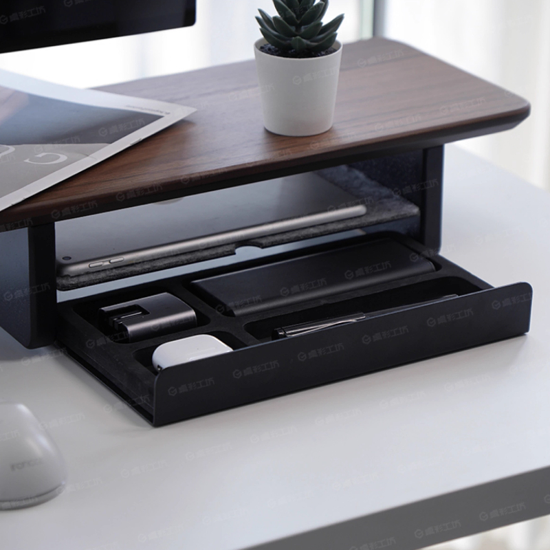 Desk Setup Organizer - Monitor Stand Riser Storage Drawers Office