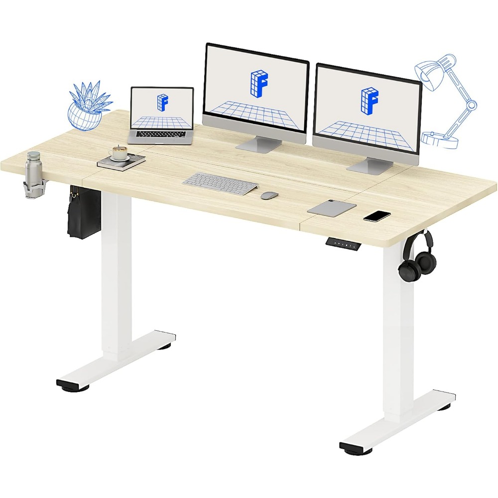 Desk Setup Organizer - FLEXISPOT 63x32 Inch Electric Standing Desk,