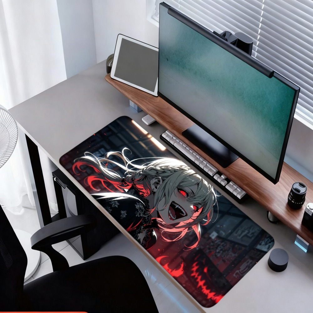 Desk Setup Designer - An anime girl with red flames