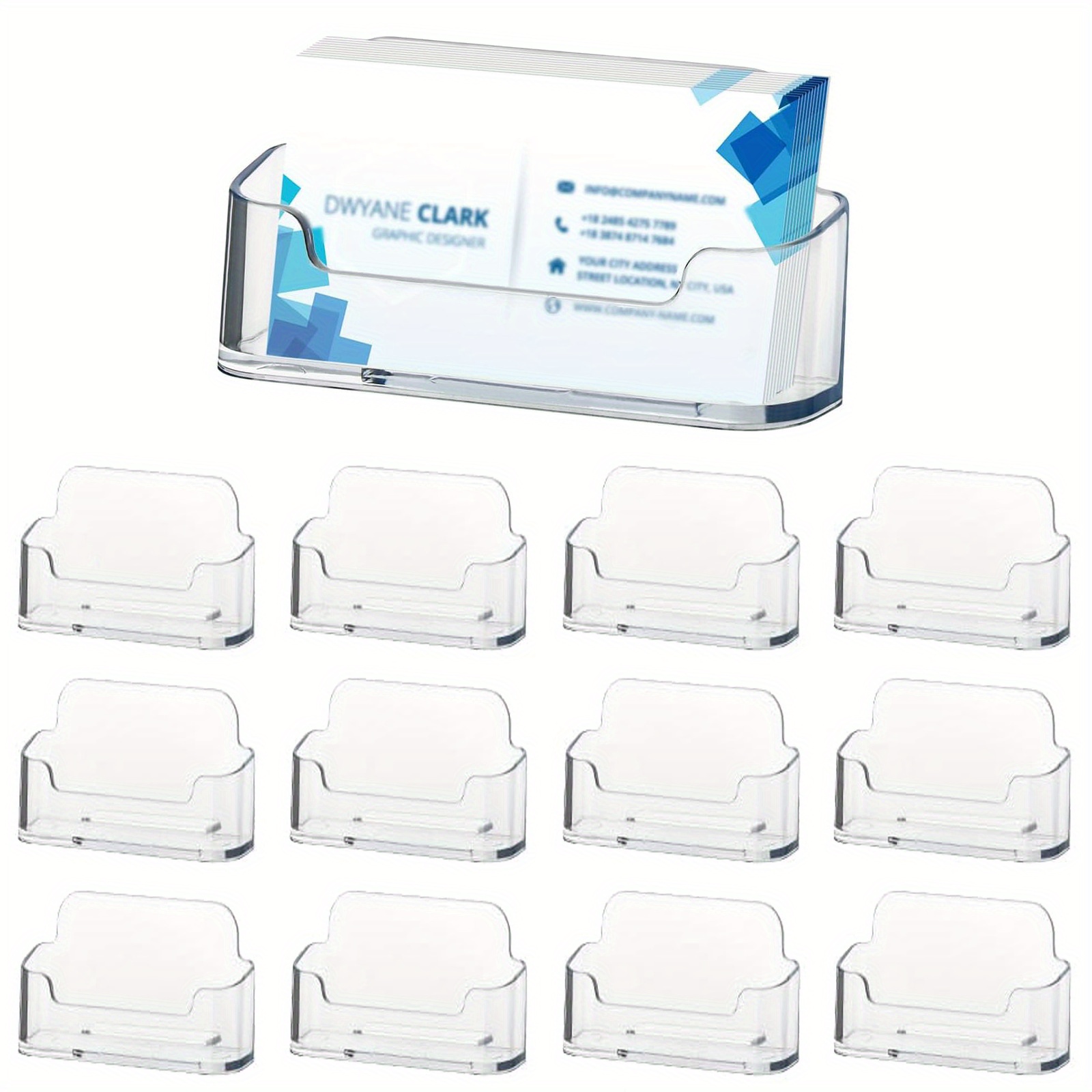 Desk Setup Essentials - 2pcs Clear Acrylic Business Card Holders