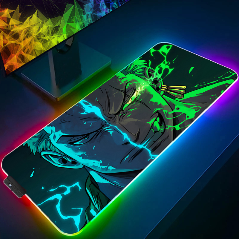 Desk Setup Accessories - ONE PIECE Zoro Mouse Pad RGB
