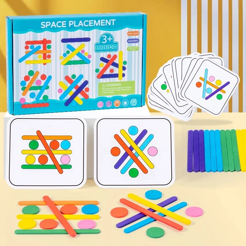 Desk Setup Kids - Kids Rainbow Stick Thinking Puzzle Wooden