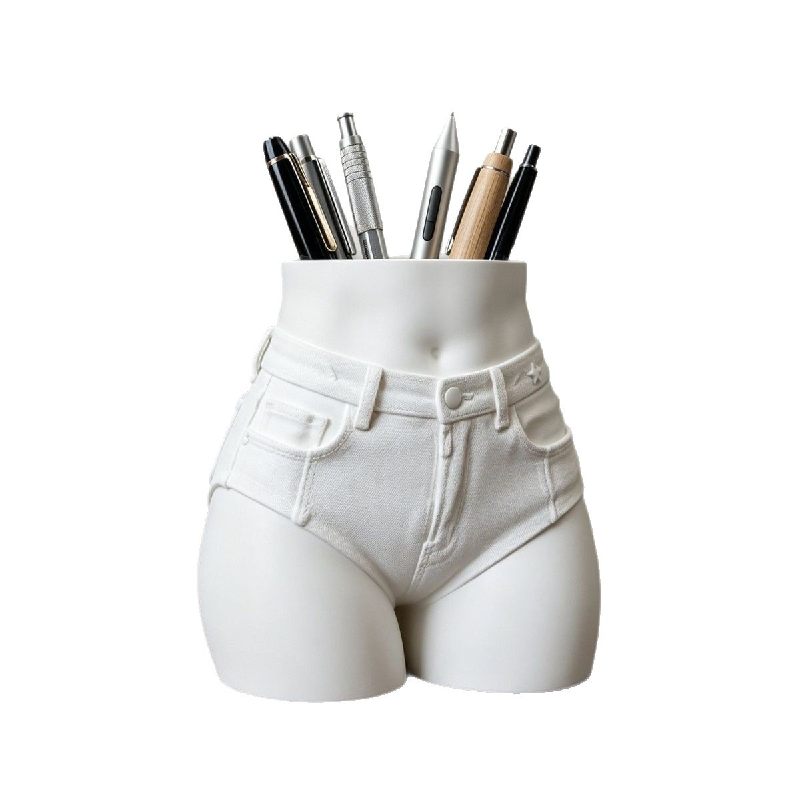 Desk Setup Organizer - Funny Denim Shorts Butt Shaped Pen