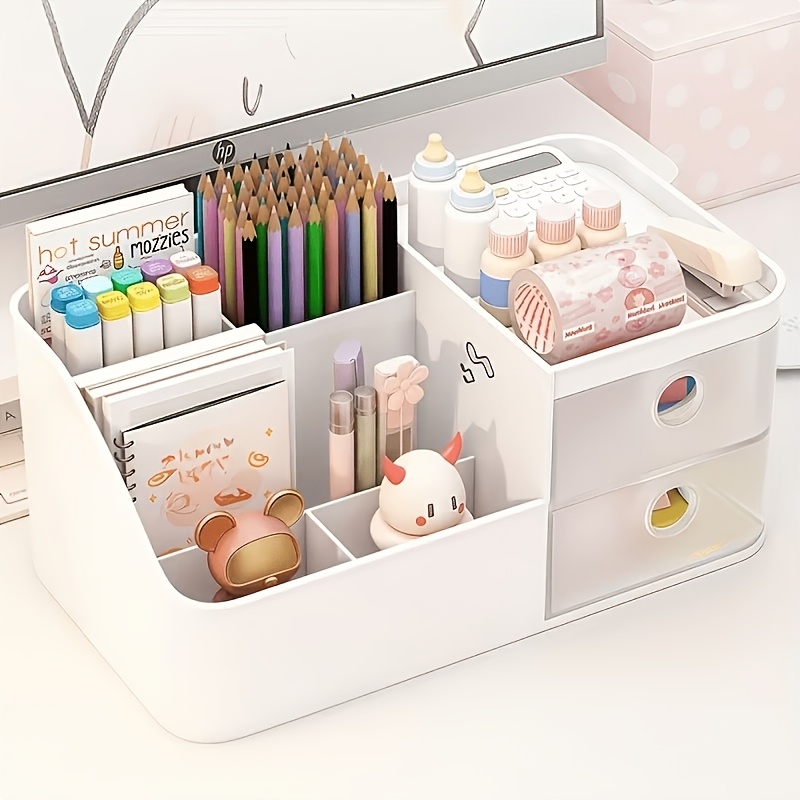 Desk Setup Essentials - Desktop Organizer,Large-capacity Pen Holder,Home Storage Essential,a