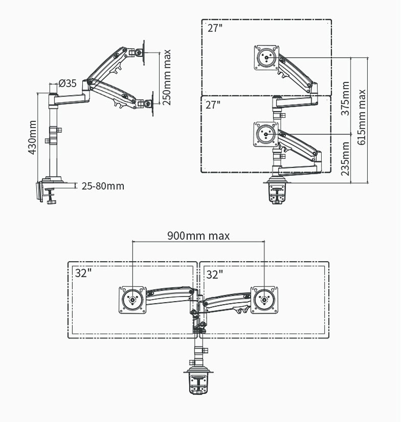 NB H180 FP-2 17'-27' LCD TV Mo - Desk Setup Monitor Arm ulasan dan harga
