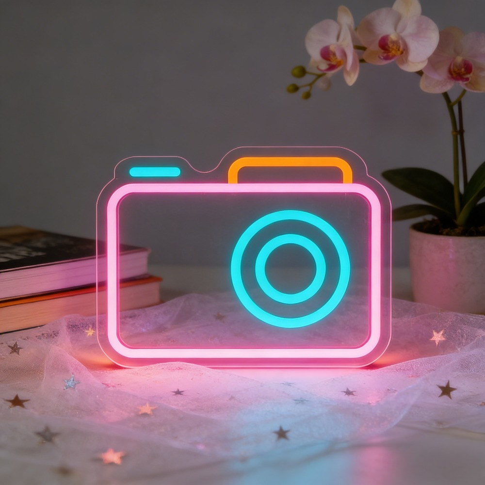 Camera Neon Sign LED Wall Art  - Desk Setup Studio ulasan dan harga