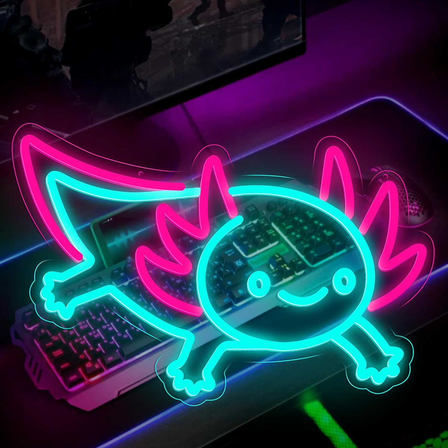 Axolotl Dragon Neon Sign Dimma - Desk Setup Studio ulasan dan harga