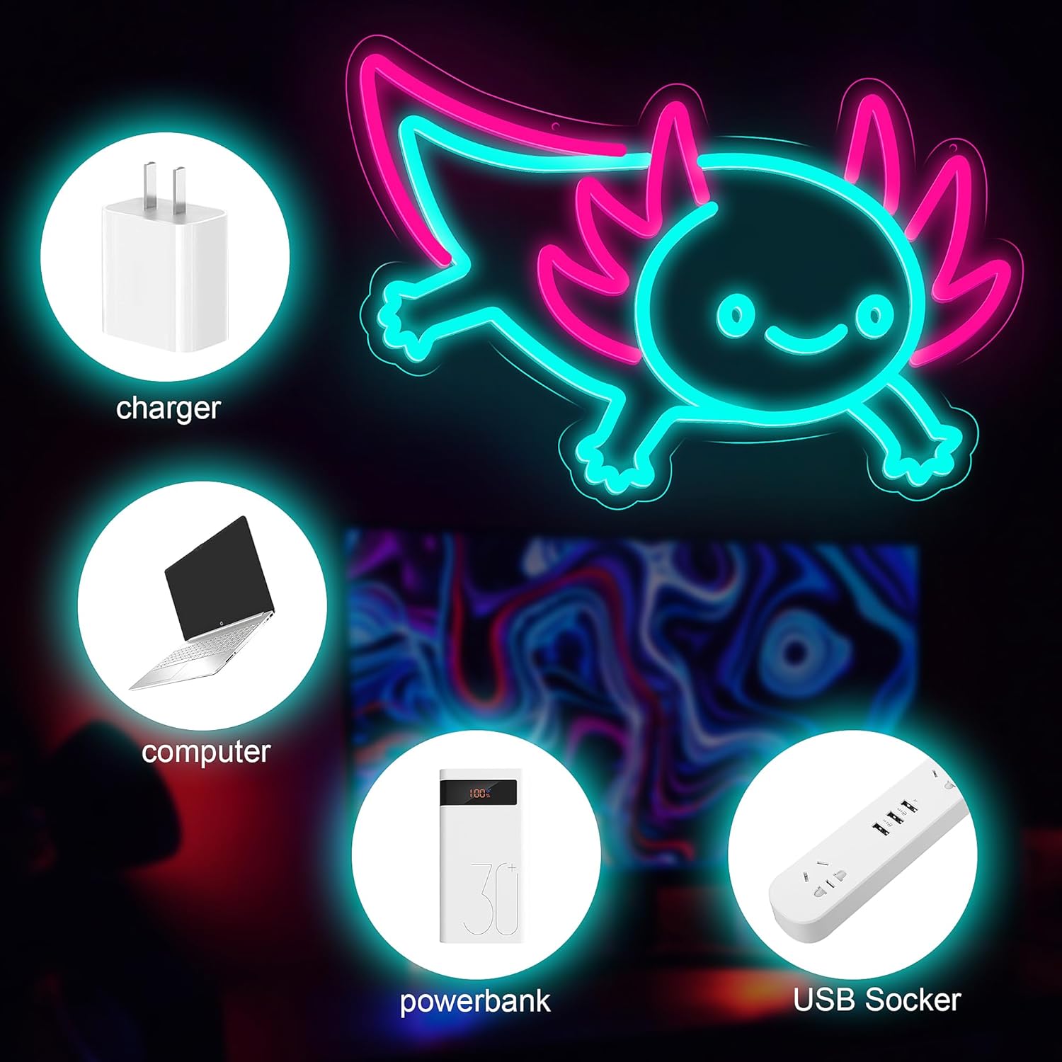 Axolotl Dragon Neon Sign Dimma - Desk Setup Studio ulasan dan harga