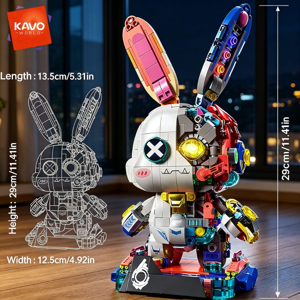 KAVOWORLD 1377PCS Robot Rabbit - Desk Setup Enthusiast ulasan dan harga
