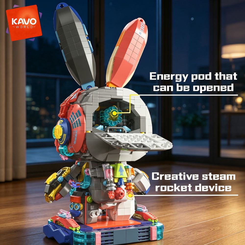 KAVOWORLD 1377PCS Robot Rabbit - Desk Setup Enthusiast ulasan dan harga