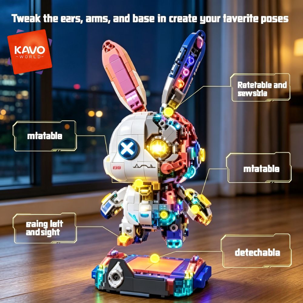 KAVOWORLD 1377PCS Robot Rabbit - Desk Setup Enthusiast ulasan dan harga