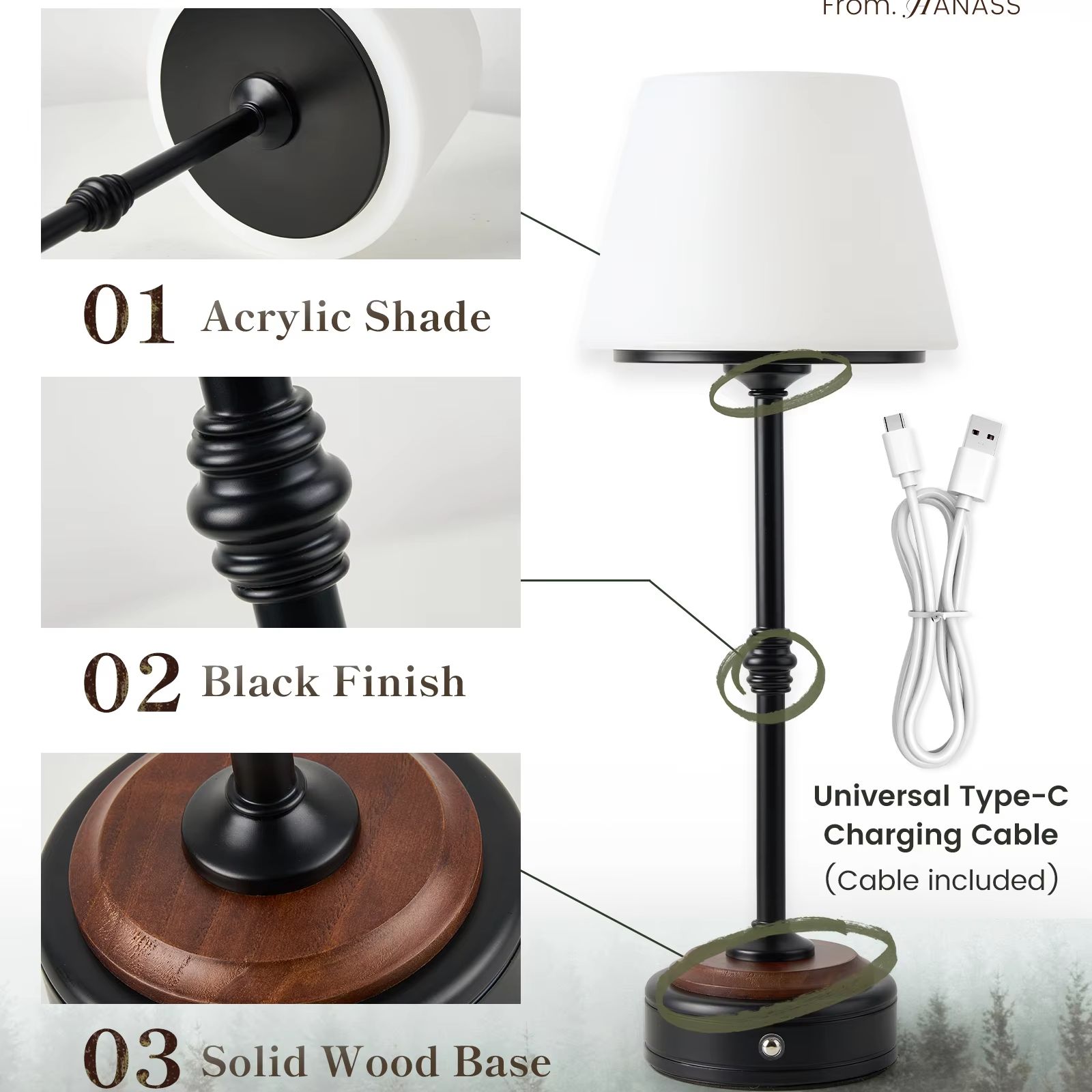 Cordless Table Lamps Set of  5 - Desk Setup Desk ulasan dan harga