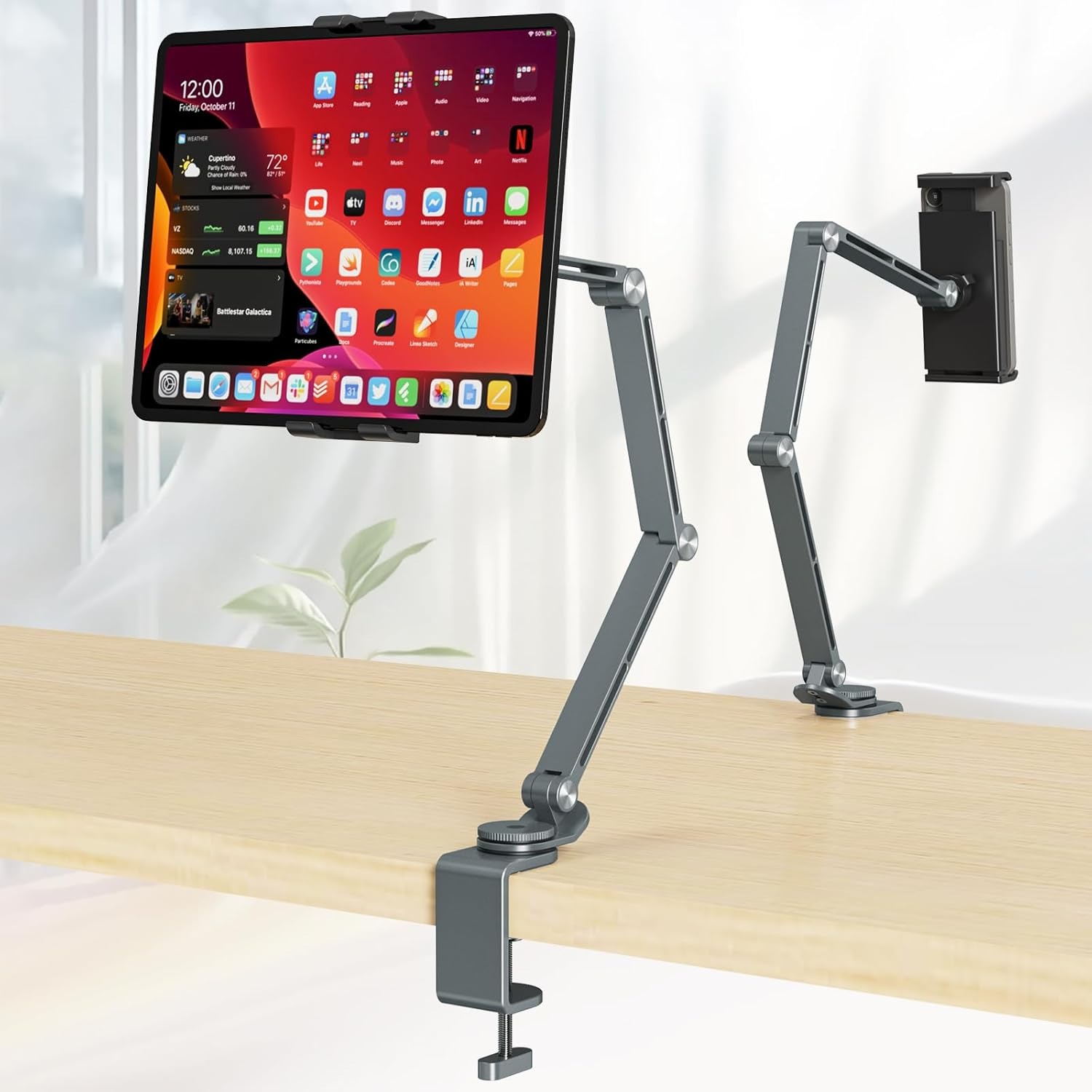 iPad Mount for Desk Aluminum A - Desk Setup Monitor Arm ulasan dan harga