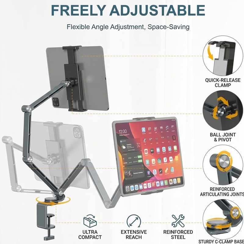 iPad Mount for Desk Aluminum A - Desk Setup Monitor Arm ulasan dan harga