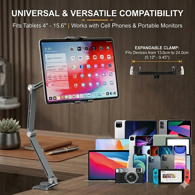 iPad Mount for Desk Aluminum A - Desk Setup Monitor Arm ulasan dan harga