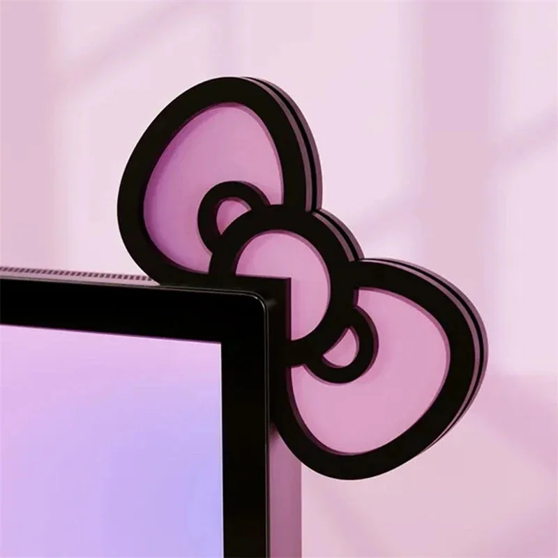 Kawaii Pink Acrylic Bow Monito - Desk Setup Accessories ulasan dan harga