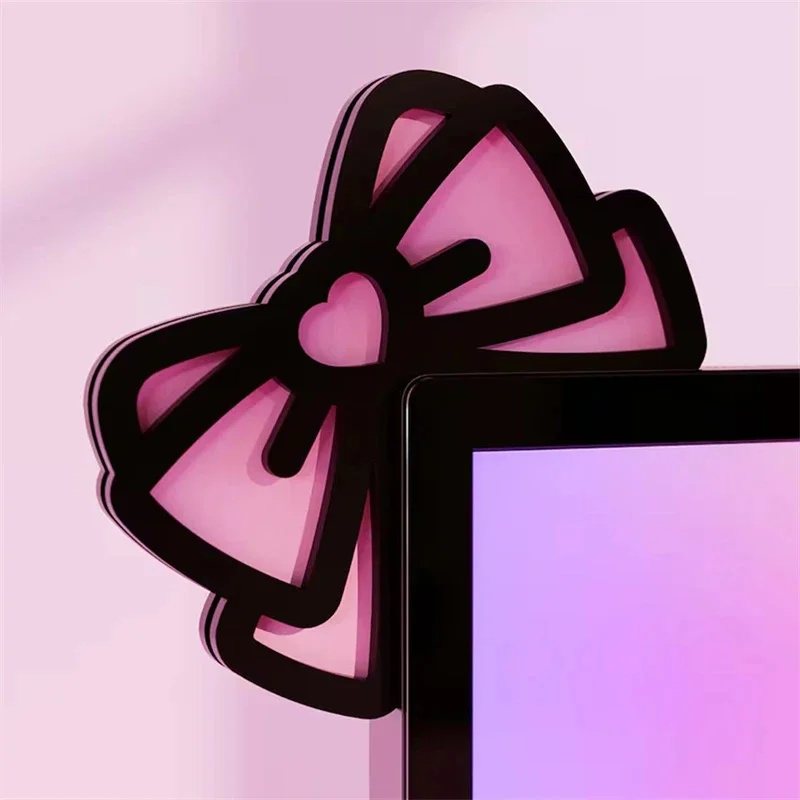 Kawaii Pink Acrylic Bow Monito - Desk Setup Accessories ulasan dan harga