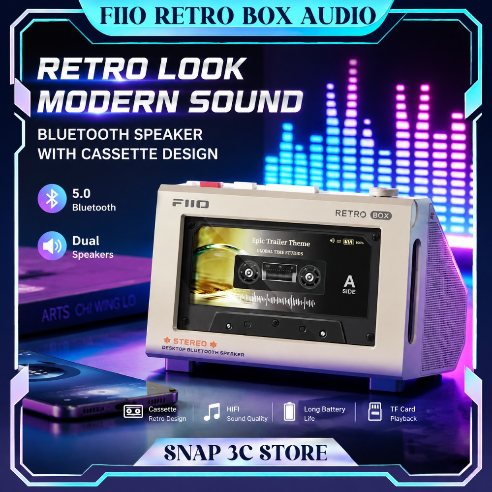 FiiO RETRO BOX Cassette Style  - Desk Setup With Speakers ulasan dan harga