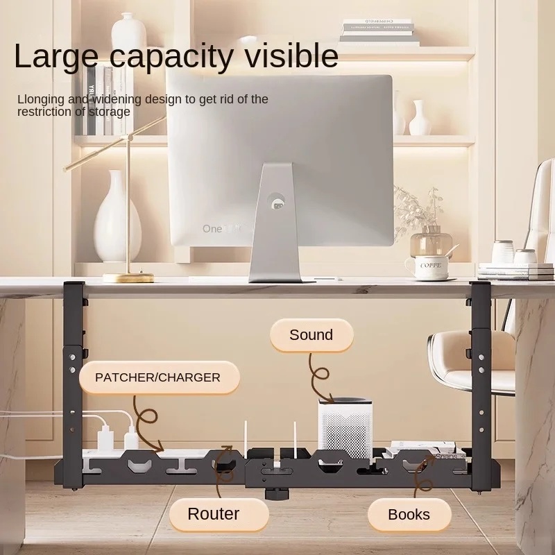 Telescopic Under Table Storage - Desk Setup Organizer ulasan dan harga