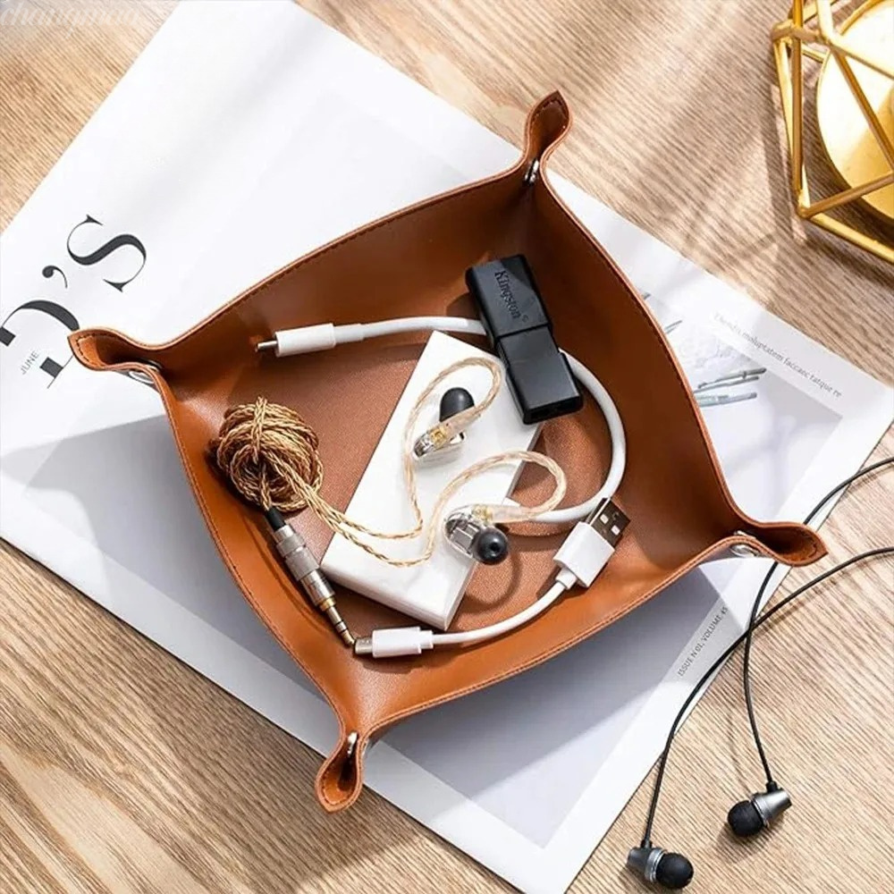 1PC 25X25CM Leather Tray Folda - Desk Setup Organizer ulasan dan harga