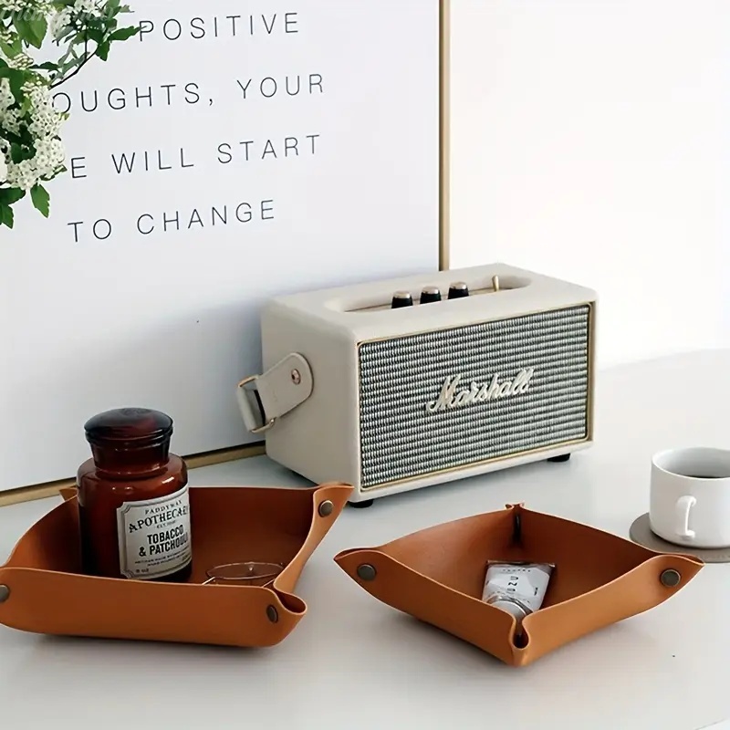 1PC 25X25CM Leather Tray Folda - Desk Setup Organizer ulasan dan harga