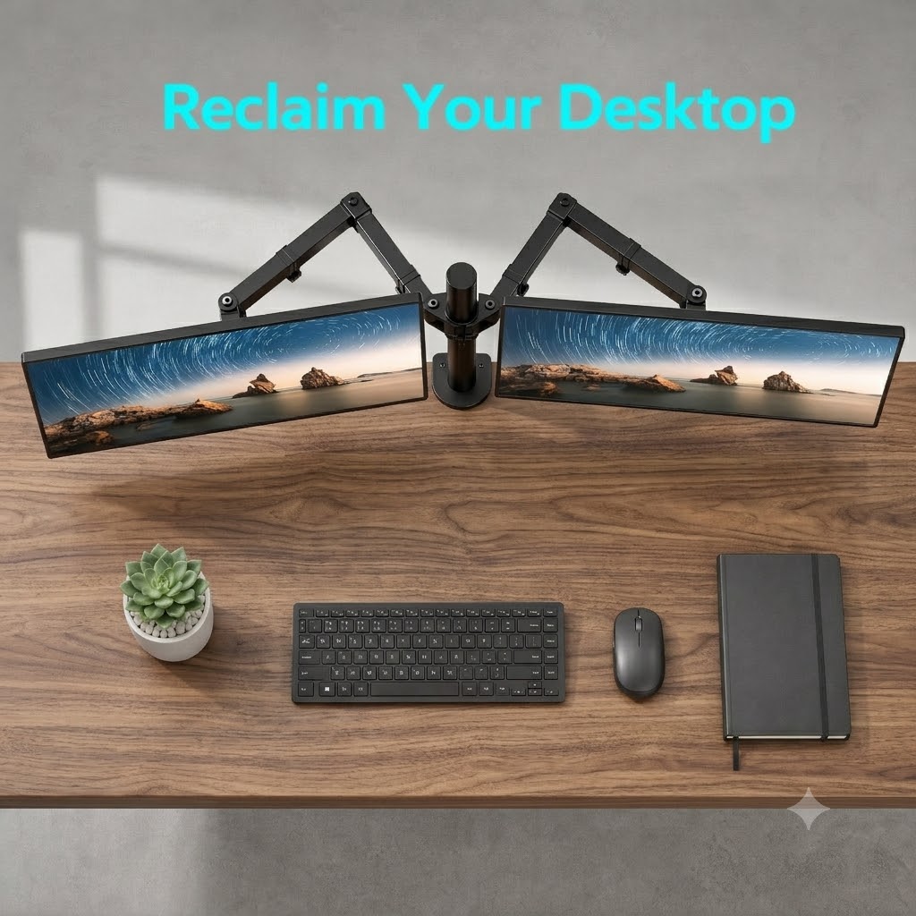 Dual Monitor Stand, Heavy Duty - Desk Setup Monitor Arm ulasan dan harga