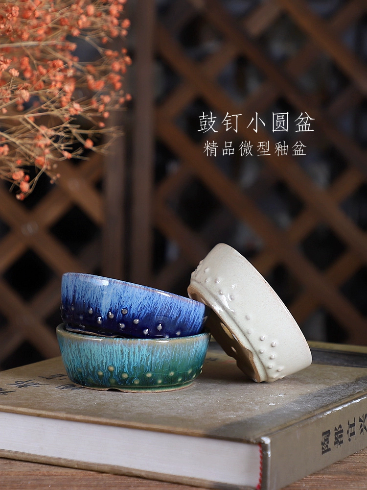 Porcelain Round Glazed Bonsai  - Desk Setup Green ulasan dan harga