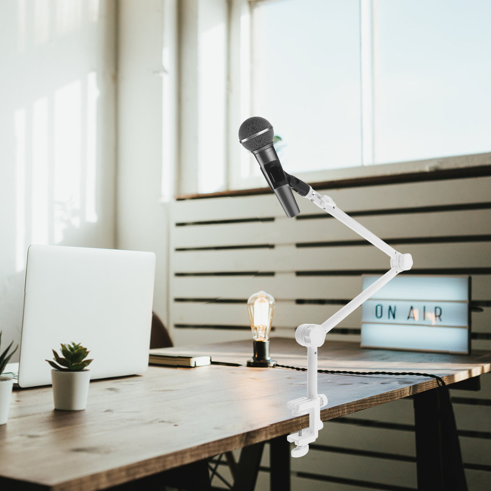 1Set Microphone Boom Arm White - Desk Setup Studio ulasan dan harga