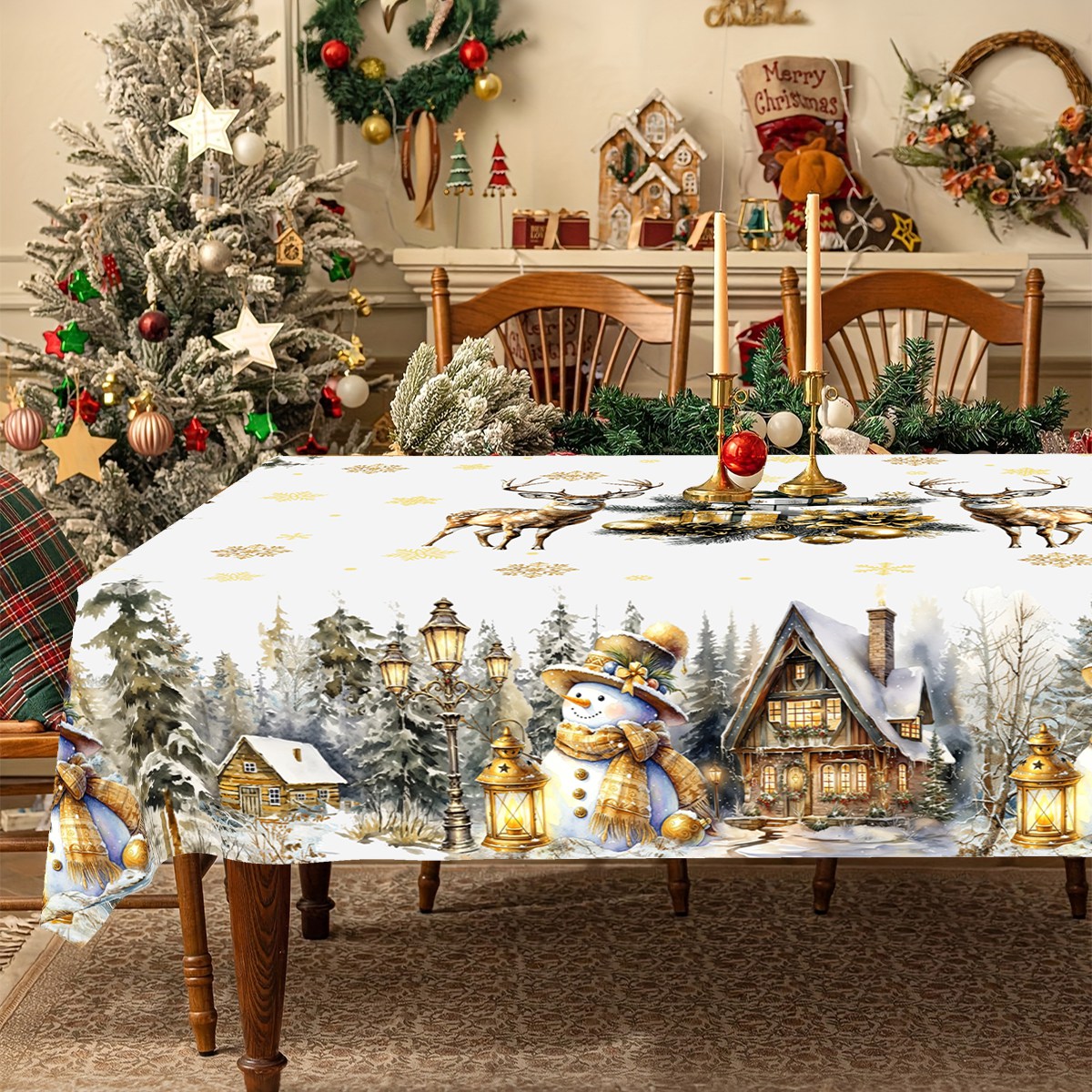 Merry Christmas White Golden T - Desk Setup Design ulasan dan harga