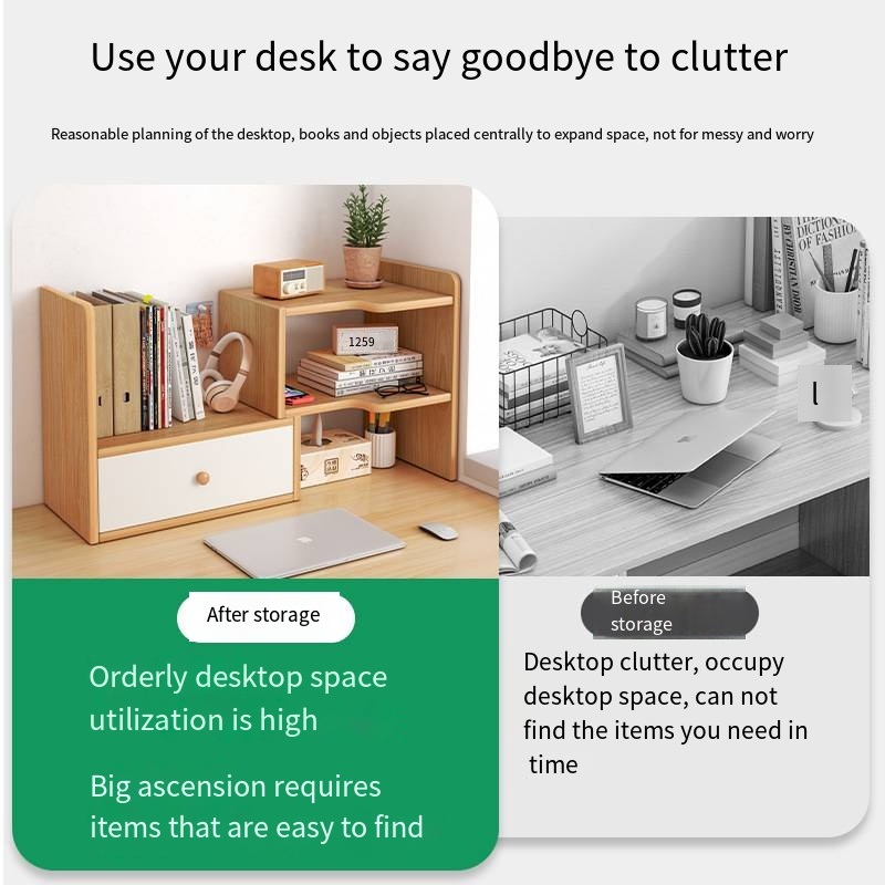 Desk Bookshelf Desktop Shelvin - Desk Setup Organizer ulasan dan harga