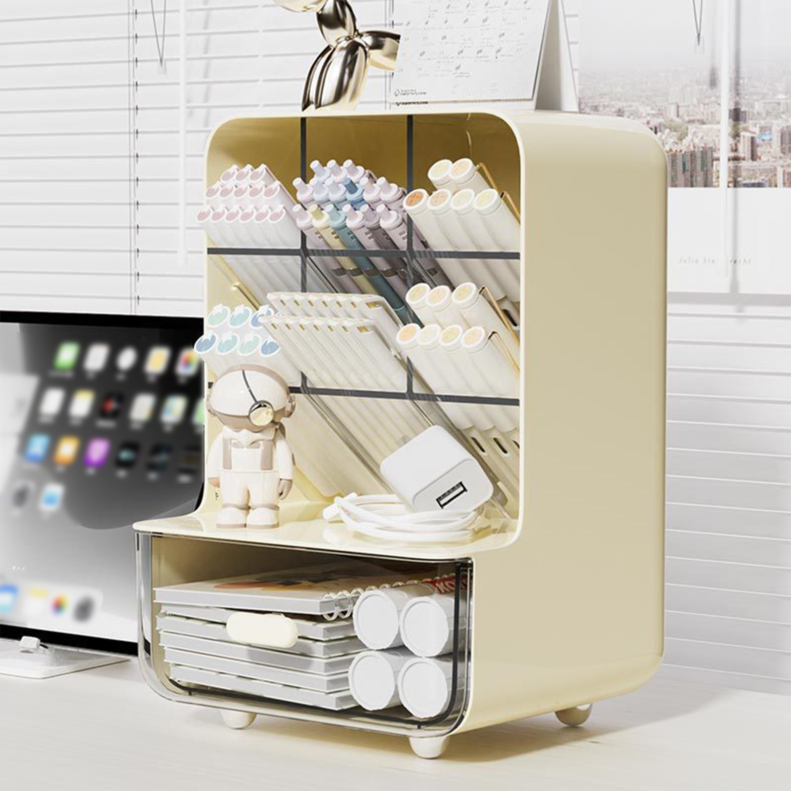 Students' Large-capacity Obliq - Desk Setup Organizer ulasan dan harga