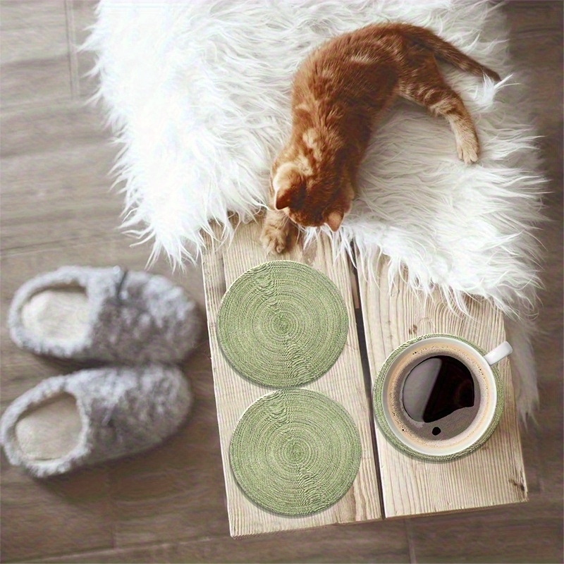 6pcs 4in Round Retro Green Gro - Desk Setup Green ulasan dan harga